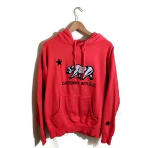 PRO TEAM Unisex Red, White & Black California Republic Pull On Hoodie Sweater M